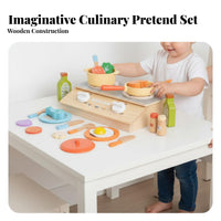 Imaginative Role Play Wooden Kitchen Toy Set Develops Fine Movement Skills Toy Cooking Set with Storage Box Realistic Accessories