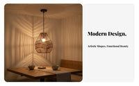 Rattan Lamp Shade Handwoven Woven Hanging Shade Rustic Wicker Lampshade Natural Aesthetic Paper Rope Shine Cover for Dining Room