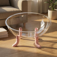 Acrylic Feline Bed Glossy Raised Feline Pod Oval Pod Bed Curved-Sided Scratch Resistant for Cats