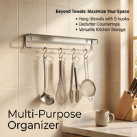 Wall-Mounted Boat Towel Rack for Pantry and Kitchen, 304 Stainless Steel Hanging for Home Cooks, No-Drill Fridge Door Organizer