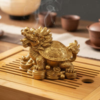 Auspicious Symbol Color Changing Dragon Turtle Artisan-Crafted Color Changing Tea Pet Dragon Turtle Figurine for Collectors, Home Decor, Office Desk