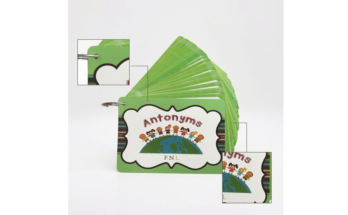 51 Pieces Antonym Learning Cards with Loop Educational Vocabulary Flashcards with Loop Double-Sided Antonym Cards for Teachers, Preschool, Classroom