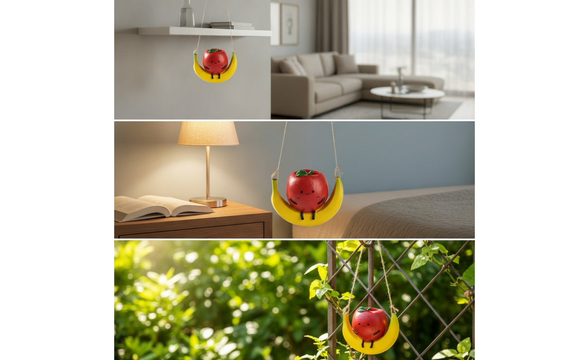 Swinging Swing Planter Pot with Drainage Hole Whimsical Hanging Planter with Drainage Hole Playful Resin for Gardeners