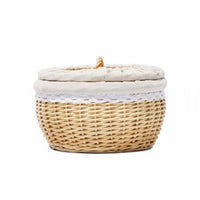 Woven Basket with Lid Handwoven Lidded Wicker Basket Easy to Clean for Kitchen