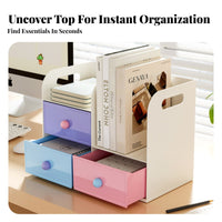 Stackable Desk Shelf with Drawer Space-Saving 2-Tier Organizer Stand