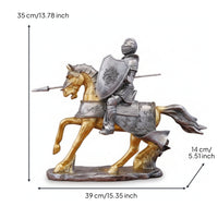 Equestrian Knight Horse Figurine Armored Knight Horse Textured Base Equestrian Sculpture Realistic Details for Home Display