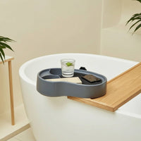 Hydrotherapy Bath Tray with Beverage Holders Oval Clamp Spa Side Table Non Slip