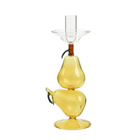 Decorative Pear Candle Holder Amber Candle Holder with Cylinder Sleeve Elegant Candlestick Clear for Brides, Dinner Party, Photo Photography, Wedding Reception
