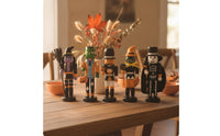 5 Pieces Halloween Nutcrackers Miniature Nutcracker Figure with Round Base Tabletop Wooden Figure for Decorators, Collectors