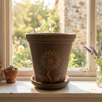 Plant Pots with Embossed Design for an Indoor Plant Pot, Terracotta Clay Flower Pots for Outdoor Plants, Single Floor Standing Clay Pot