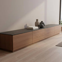 Solid Wood TV Cabinet Stable and Sturdy Walnut Finish Storage Console Build Storage TV Console for Bedroom