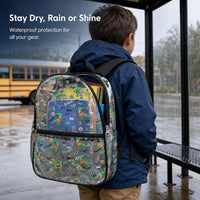 Kids Cartoon Print Transparent PVC Backpack for School and Casual Use