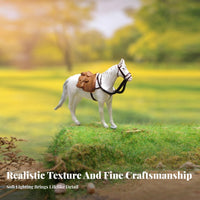 1/64 Scale Horse Figurine Hand-Painted Miniature Saddled Horse Realistic Design Diorama Accessory for Hobbyists, Crafters, Dioramas, Party Favors
