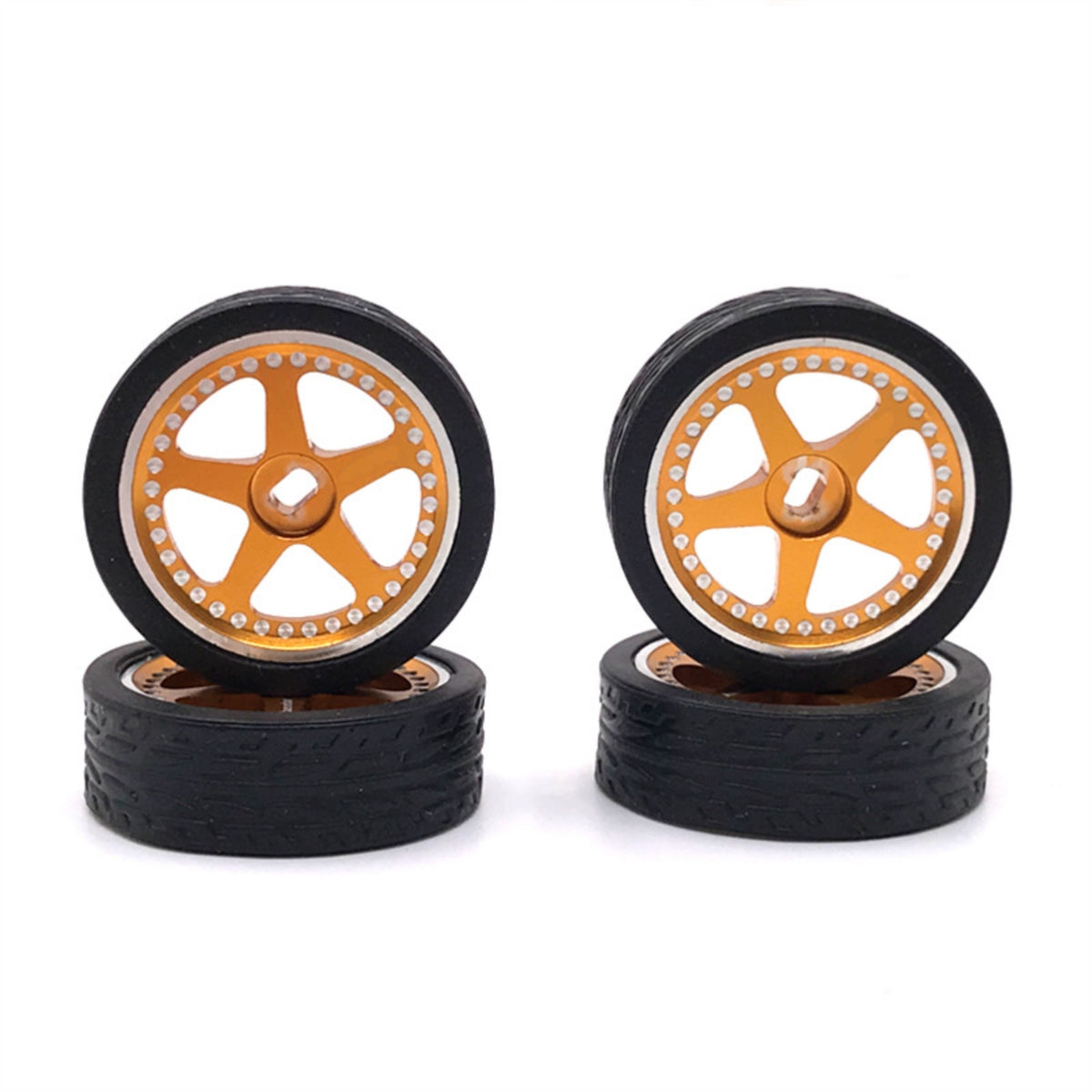 1/28 RC Car Wheels and Tires Five-Spoke RC Car Wheels Rubber Tires Lightweight for Hobbyists