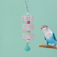 Parrot Gnawing Toy with Cuttlebone for Birds, Hanging Bird Grinder with Beads, Cockatiel Toy for Beak Trimming Health
