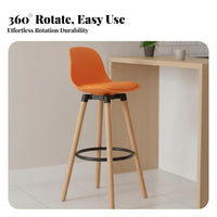 Built-in Footrest Swivel High Stool with Backrest Anti-Slip Foot Pads Bar Chair Padded Seat Seating Furniture Sturdy Leg Design for Homeowners, Business Owners, Adults, Reception Desk, Kitchen Island, Restaurant, Dining Room