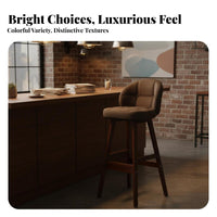 Modern Minimalist Design Upholstered High Stool with Backrest Ergonomic Design Bar Chair Sturdy Base Seating Furniture Easy to Assemble for Business Owners, Homeowners, Couples, Cafe, Restaurant, Eatery, Kitchen Island