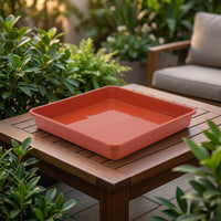40cm Square Flower Pot Saucer, Red Synthetic Flower Pot Tray, for Indoor and Outdoor Plants