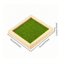 Wooden Base with Grass Wood Miniature Display Base Layered Wooden Scenery Tray for Hobbyists