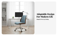 Ergonomic Backrest Armless Rolling Computer Chair Modern Design Armless Upholstered Caster Chair Height Adjustable Office Furniture Space-Saving Design for Students, Adults, Women, Study Room, Bedroom, Vanity Desk