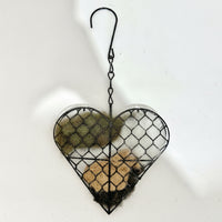 Heart-Shaped Hanging Bird Nesting Material Holder Decorative Hanging Bird Nester Sturdy Nesting Holder with Hook Rust-Proof for Wild Birds, Garden, Backyard, Patio