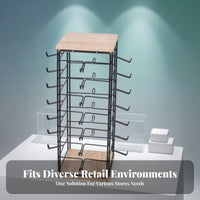 64 Hooks Sunglasses Display Rack 360-Degree Rotation Rotating Eyewear Stand Easy Browsing Multi-Tier Hook Rack Space-Saving for Shop Counter