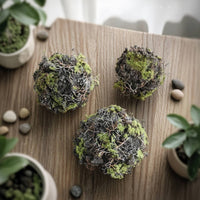 3 Pieces Artificial Volcanic Geological Spheres Looking Fake Nature-Textured Decorative Sphere Balls with Branches Realistic Artificial Moss Ball