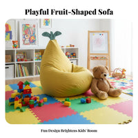 Fruit Design Pineapple-Shaped Seat Skin-Friendly Convertible Bean Bag Bed Odorless Filling children's Furniture Breathable for Children, Toddlers, Parents, Reading Corner, Bedroom, Playroom, Living Room