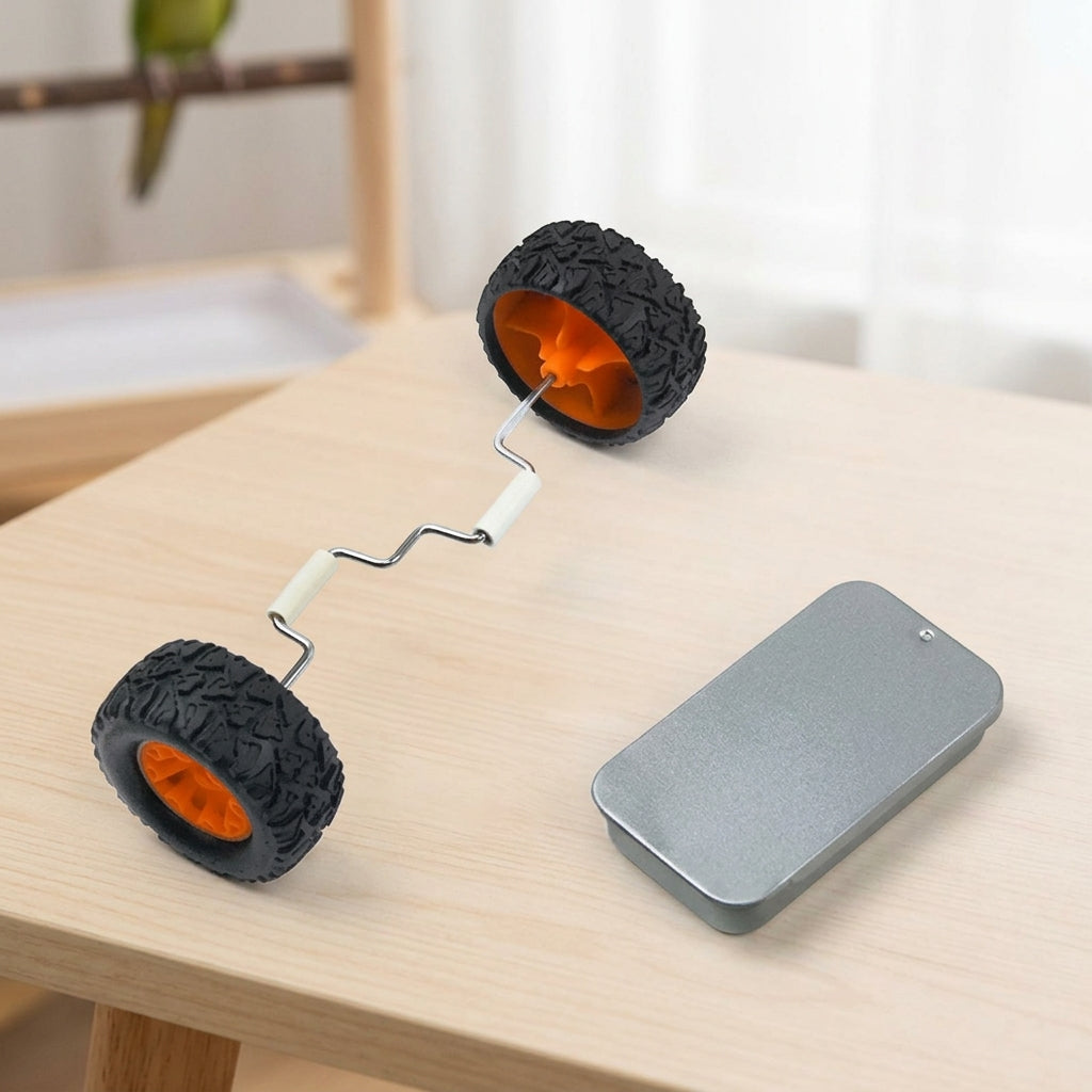 Metal Balance Car (1 pc) Bird Training Toy, Iron Metal Balance Car + Silver Training Feeder, Bird Balance Toy for Parrot Skill Training Activity