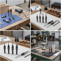 13 Pieces Woodworking Countersink Tool Set with Hex Shanks Pilot Hole Countersink Drill Bit Quick Change Wood Drilling Set Adjustable for Woodworkers, Carpenters, Cabinet Making, Furniture Assembly