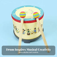 Includes Drumsticks and Strap Double-Sided marching Drum Develops Rhythm child's Marching Drum genuineistic Design Musical Toy Moderate Volume for Preschoolers, Beginner Musicians, Music Educators, Kindergarten, Early Education, Home Play, play area