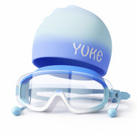 Anti-Fog Swim Goggles with Swim Cap Waterproof Eyewear Wide-View for Children, Swimmers, Beach