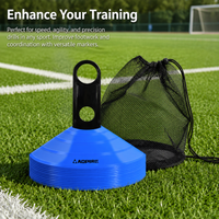 Football Training Equipment, 10 Pack Marker Disc Cones 19cm, Flexible Training Cones with Storage Rack & Mesh Bag