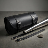Waterproof Motorcycle Hanging Bag Leather-Look Roll-Top Motorcycle Bag No-Hole Mount Buckle Straps