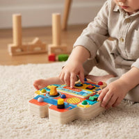 Interactive Robot Busy Board Educational Wooden Robot Toy Educational Busy Board with Switches Handheld for Toddlers, Preschoolers, Airplane, Classroom
