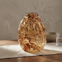 Decorative Glass Vase Sturdy Honey Toned Glass Vase Easy to Clean Home Decor