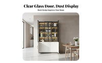 Glass Door Beverage Cabinet Dust-Resistant Glass Door Display Cabinet Elegant Design Modern China Hutch for Collectors, Homeowners, Home Bar, Study