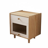 Japanese design Single-Drawer Nightstand Natural Finish Bedside Table Minimalist Design Bedroom Furniture Ample Storage for Homeowners, Students, Renters, Small Spaces, Living Room, Home, Office