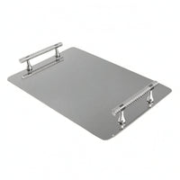 Mirror-Polished Serving Tray with Handles Decorative Stainless Steel Serving Tray Silver Platter Modern for Vanity