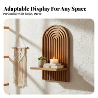 Arched Boho Panel Shelf Bohemian Look Arched Wooden Shelf Easy Installation House Decoration for Home Decorators, Home Residents, Bedroom, Hallway
