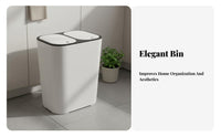 With Lid Double Compartment Trash Can Nordic Design Double Barrel Garbage Can Wet Dry Separation Bin for Kitchen, Living Room, Office