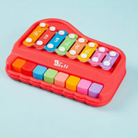 Educational Baby Piano and Xylophone Multicolored Keys 8 Note Glockenspiel Sensory Development Colorful Percussion Toy Polished Edges for Children, Toddlers, Infants, Preschool, Daycare