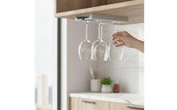 Under Cabinet Wine Glass Rack No-Drill Wine Glass Rack Stemware Holder Hanging Space Saving for Kitchen, Home Bar