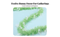 Easter Bunny Garland Shiny Colorful Tinsel Garland Lightweight Hare Festivity Streamer for Families, Teachers, Classroom, Garden, Office