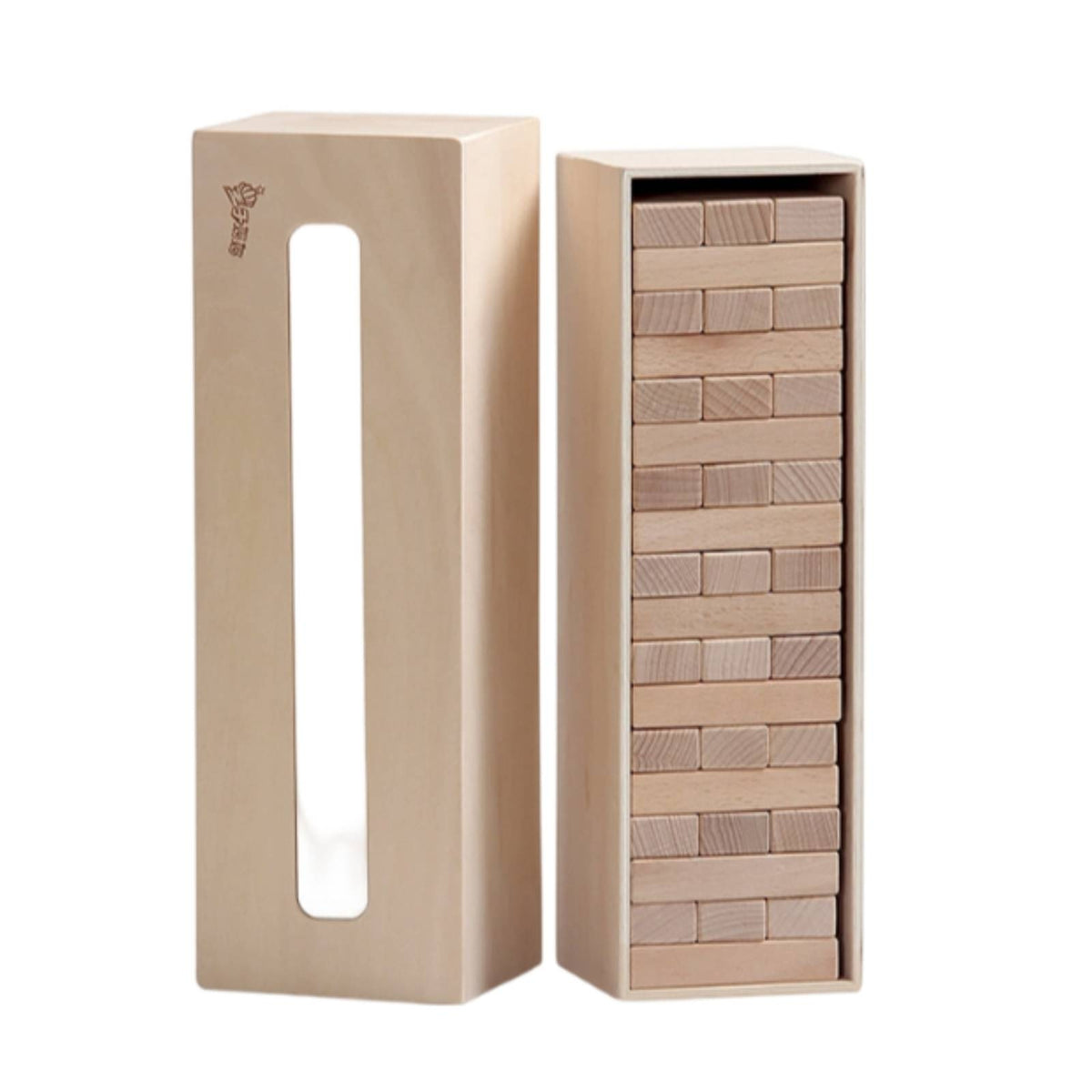 Wooden Stacking Block Toy Smooth Finish Tall Stacking Block Set Fine Motor Skills Storage Box Toy