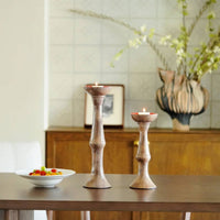 2 Pieces Candle Holders with Red Cups Vintage-Inspired Resin Candle Holders Candlesticks Sculptural Candlestick Elegant