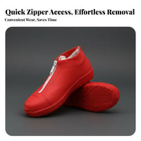 Zipper Closure Waterproof Silicone Shoe Cover Wear-Resistant Silicone Shoe Cover Long-Lasting for Adults, Women, Outdoor, Rainy Days