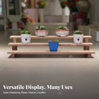 Trapezoid Display Riser Tiered Design Plant Stand Space-Saving Stepped Display Riser for Collectors, Desktop, Countertop, Windowsill