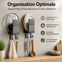 Set of 2 Kitchen Lid Wall Mounts, Matte Space Aluminum Cutting Board Organizer, Functional Drying and Storage