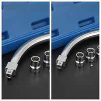 15 Pieces Automotive Pulley Adjustment Tool Kit Curved Auxiliary Belt Tensioner Pulley Removal Tool Kit 12-Point Tensioner Wrench Set with Case E-Shaped for Mechanics, DIYers, Garage